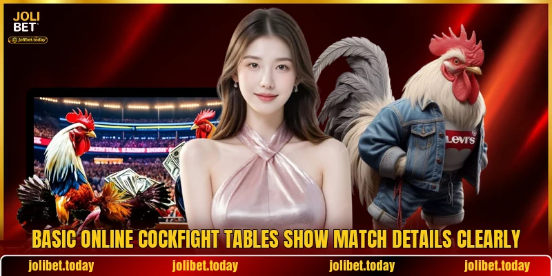 Basic online cockfight tables show match details clearly Basic online cockfight tables show match details clearly