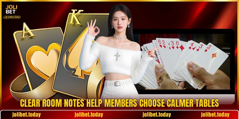 Clear room notes help members choose calmer tables Clear room notes help members choose calmer tables