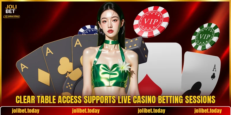 Clear table access supports live casino betting sessions Clear table access supports live casino betting sessions