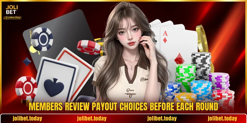Members review payout choices before each round Members review payout choices before each round
