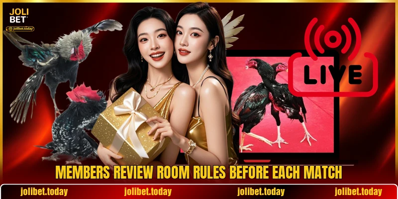 Members review room rules before each match Members review room rules before each match