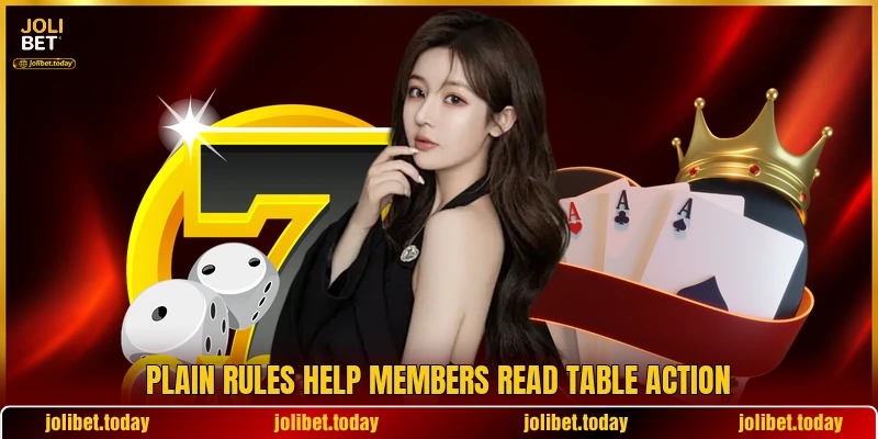 Plain rules help members read table action Plain rules help members read table action