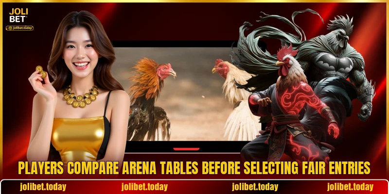 Players compare arena tables before selecting fair entries Players compare arena tables before selecting fair entries