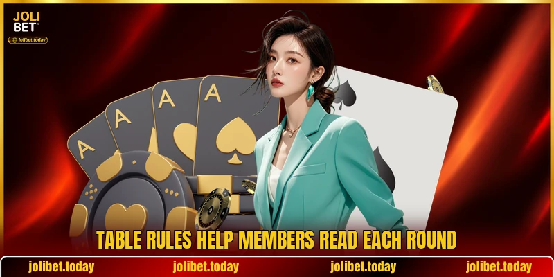 Table rules help members read each round Table rules help members read each round